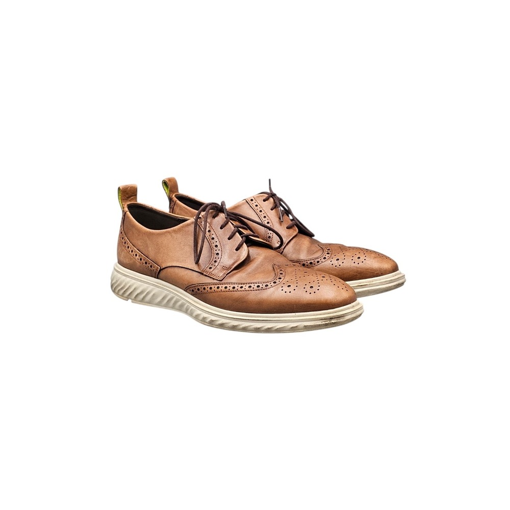 Ecco Men's Size 46/ 12 VGC St.1 Hybrid Brown Leather Brogue Wingtip Oxford Shoes